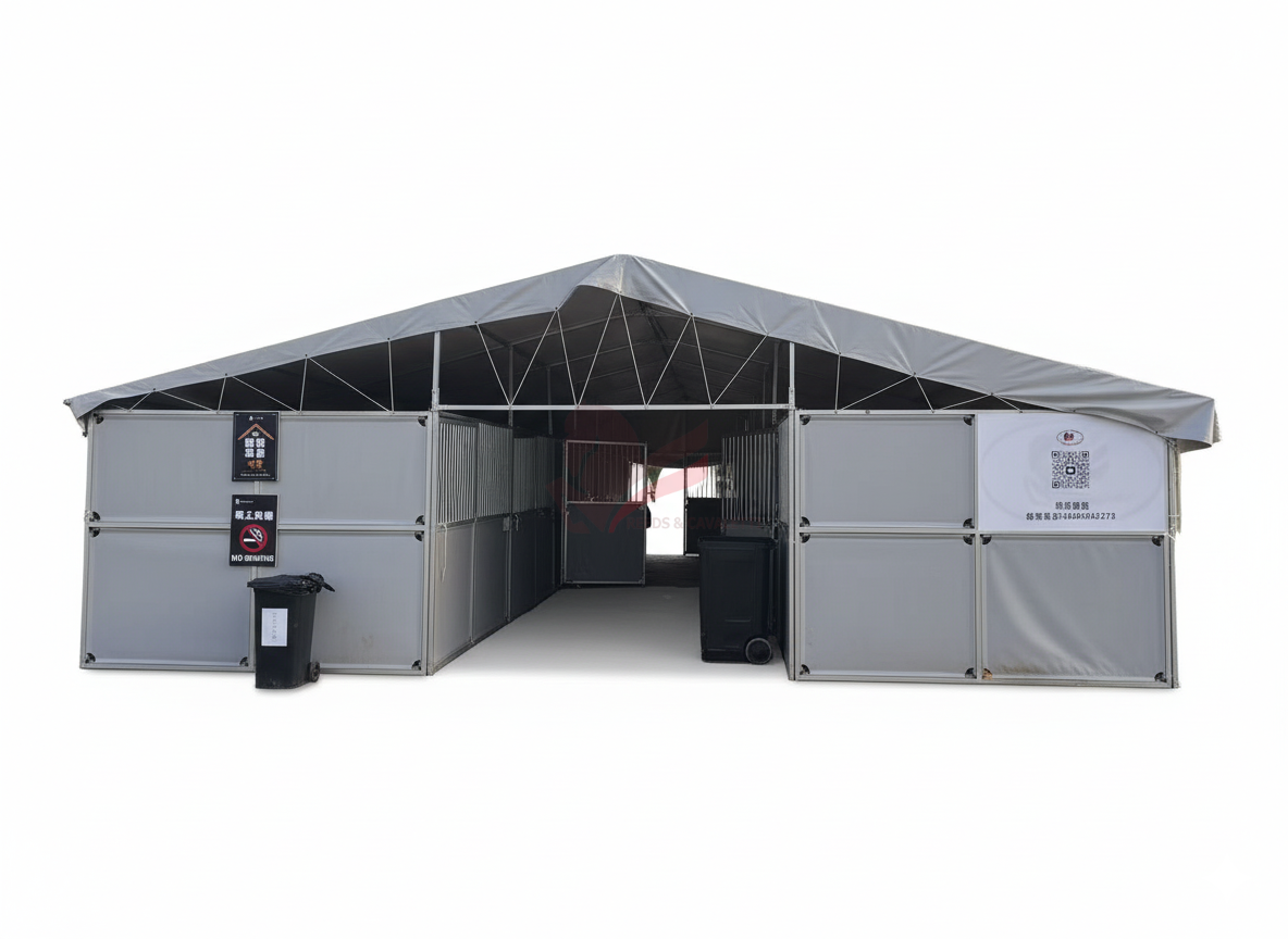 Portable Outdoor Horse Stable Box HDG Steel Frame with PVC Cover – Image 4