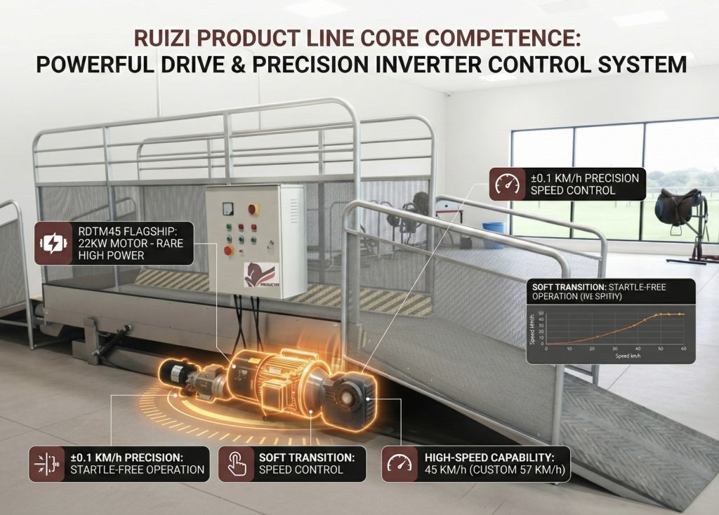 Chinajumps RDTM45 horse treadmill 22KW powerful motor and precision inverter control system for high-speed training
